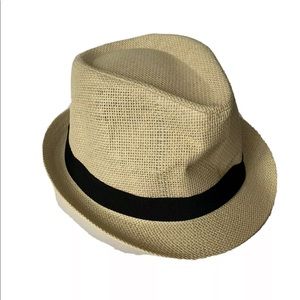 Kiabi French Fedora Men Hat Braided Fiber Paper Natural 7 3/8